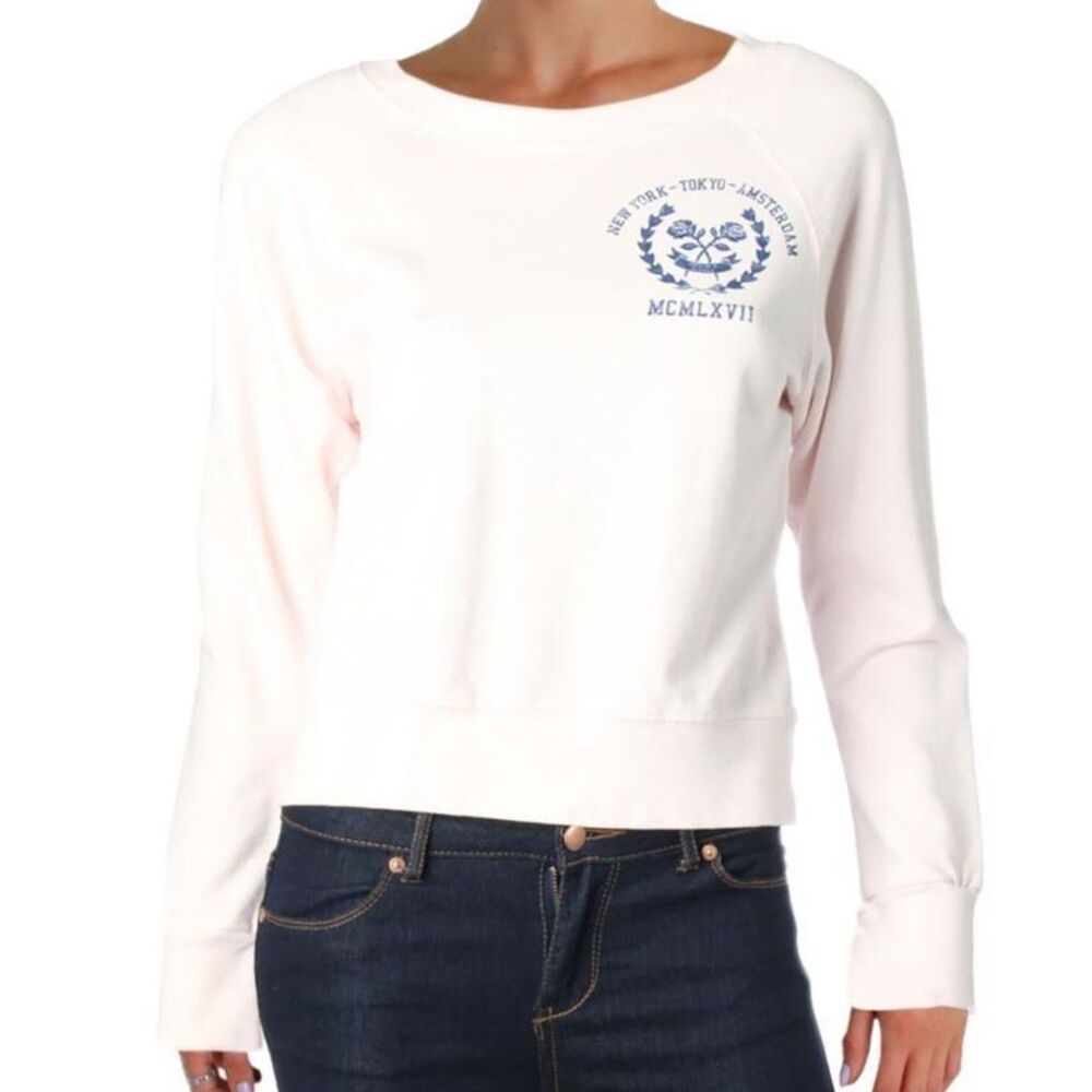 Denim & Supply Ralph Lauren Cotton Pink French Terry Sweatshirt Top Logo XL